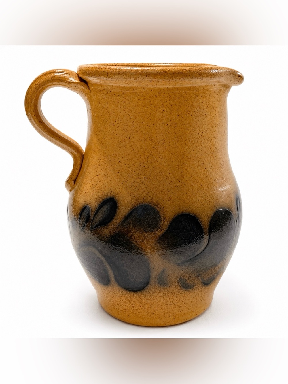 1987 Cooksburg Pottery Signed Pitcher Salt Glazed Blue Decorated Stoneware